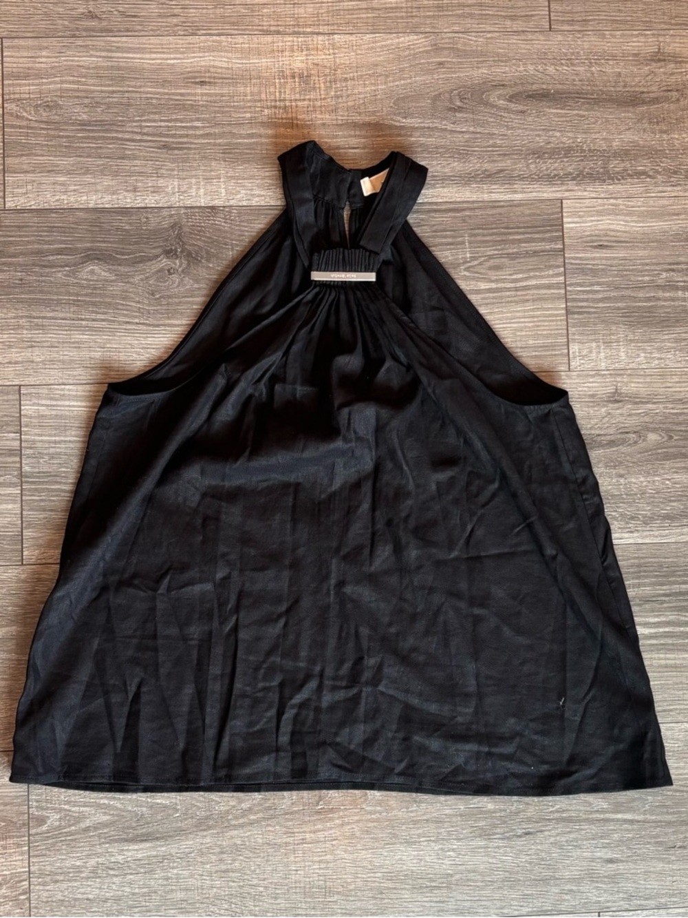 Michael Kors Black Sleeveless Tank Top with Pleated Neck (0253)